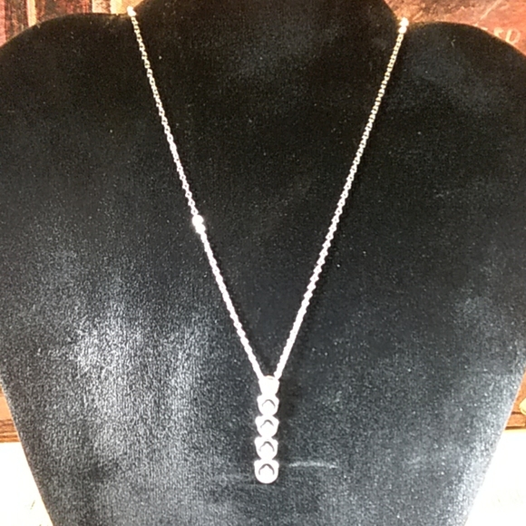Rhinestone Drop Necklace Silvertone - Picture 3 of 4